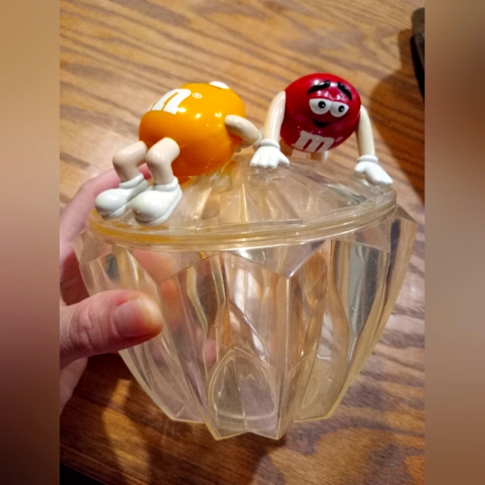 Vintage M&M's Candy Dispenser with Red and Yellow Characters